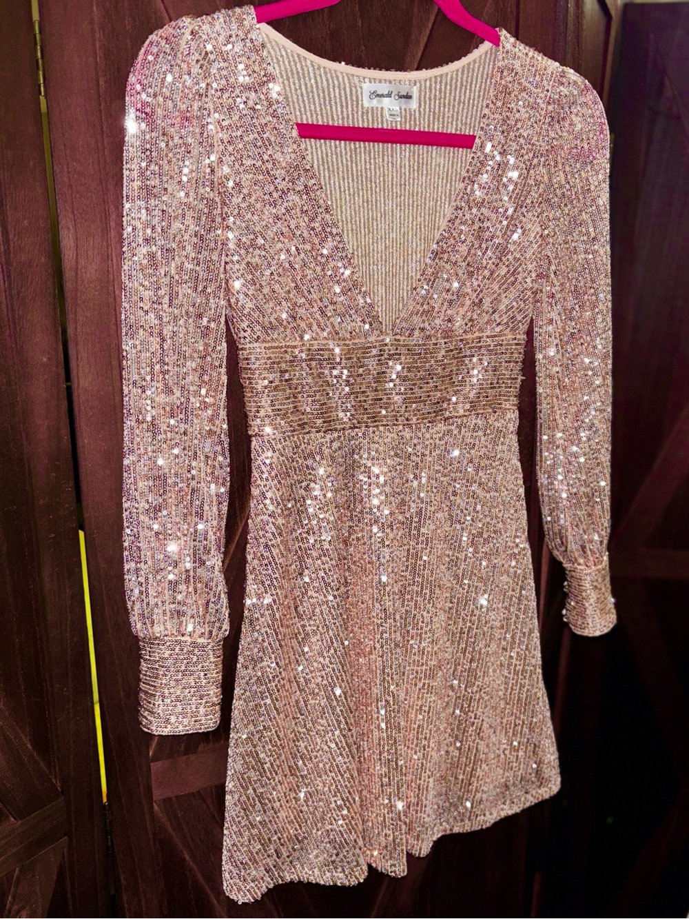Rose Gold Deep V Dress